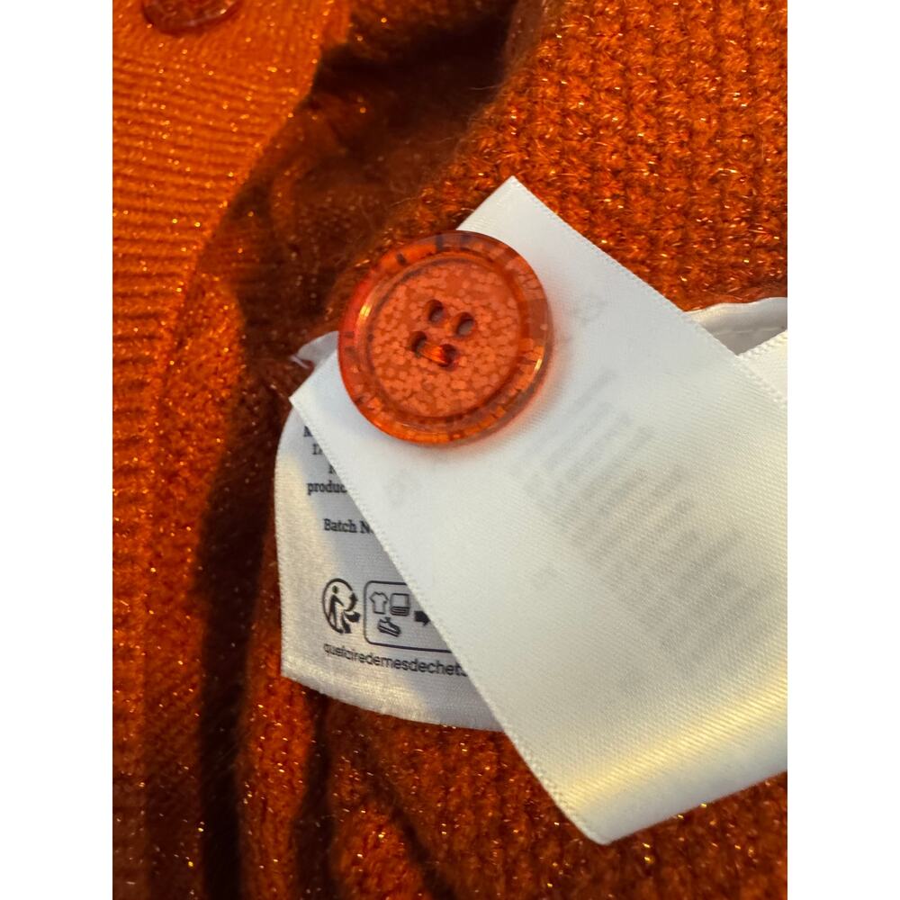 Taylor Swift “Life of a Showgirl” Cardigan Orange Sparkly Cable Knit XS/SM - Picture 7 of 8